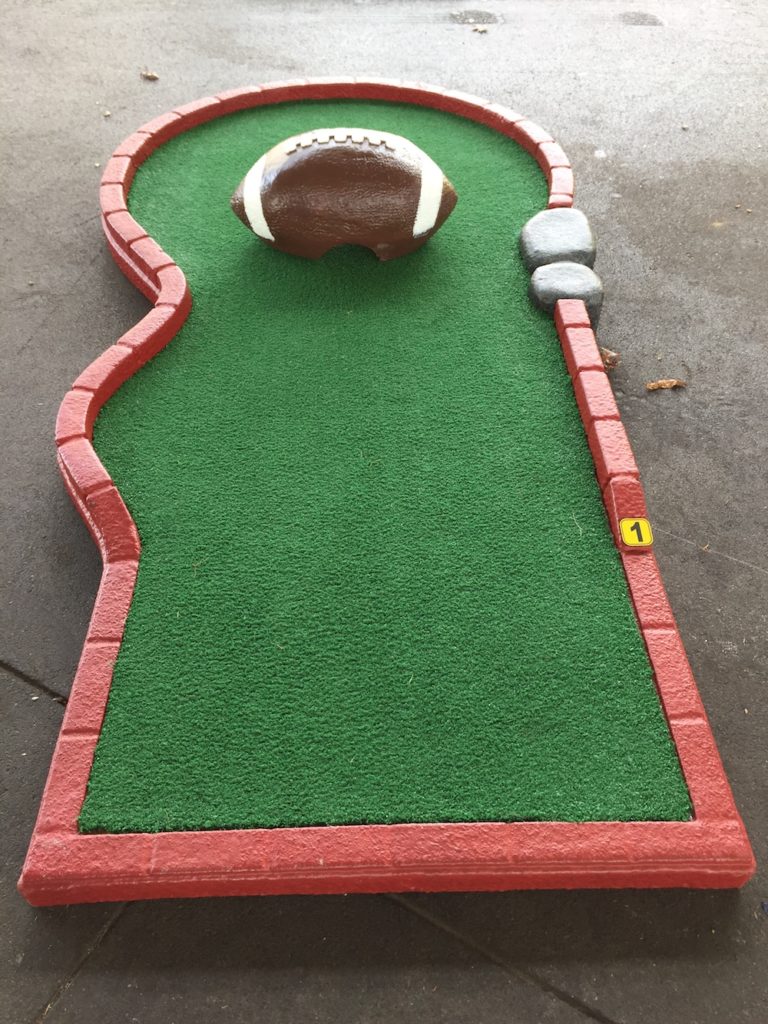 football themed portable mini golf course & tent