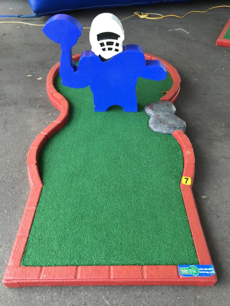 football themed portable mini golf course & tent