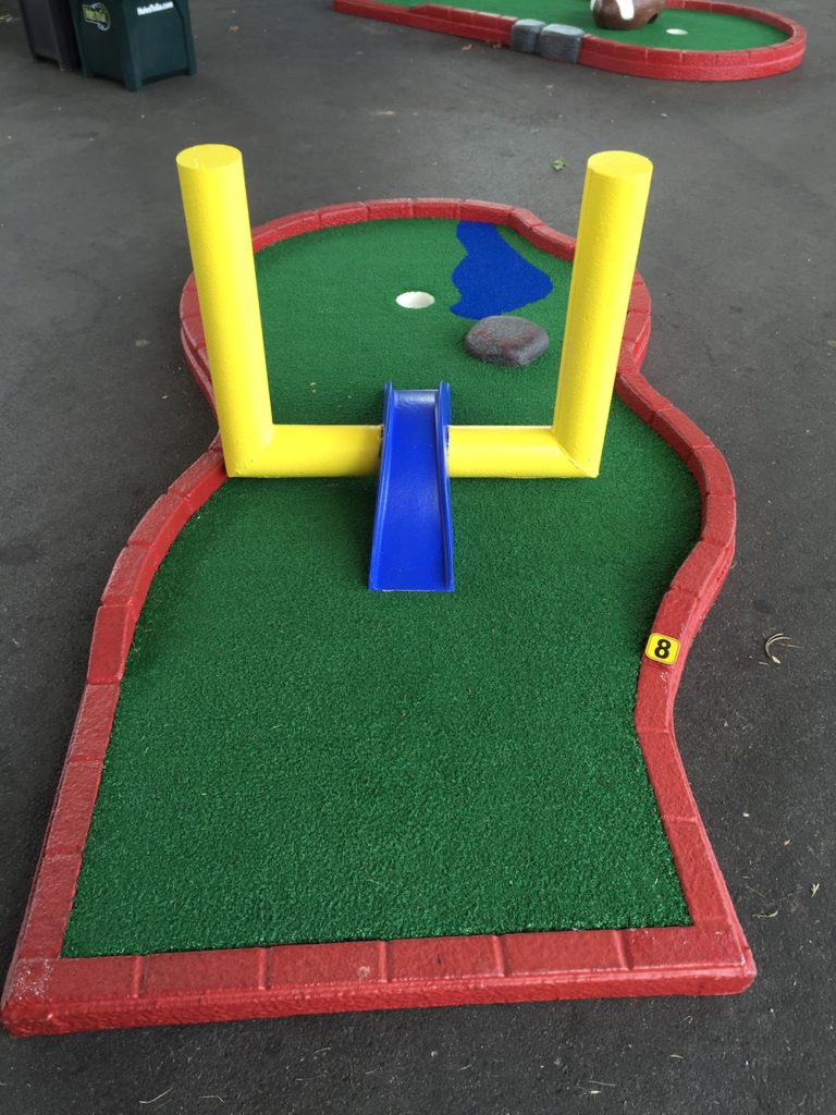 football themed portable mini golf course & tent